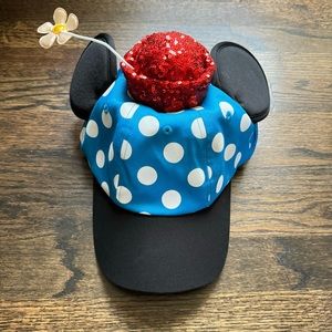 Disney Parks Blue Polka Dot Steamboat Minnie Ears Daisy Flower Baseball Hat NWT